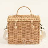 weiyinxing House Shape Rattan Women Handbags Wicker Woven Shoulder Crossbody Bags Funny Summer Beach Straw Bag Handmade Travel Bag