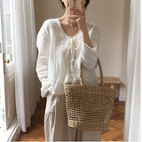 weiyinxing rattan women handbags wicker woven hollow shoulder bags summer beach basket straw bag bali big purses large capacity tote