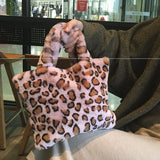 Weiyinxing large plush handbag new cute bags fashion shoulder Crossbody bag female leopard female bag Messenger bag soft warm fur bag