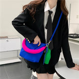 Weiyinxing Blue Space Padded Women Shoulder Bags Fashion Design Ladies Small Purse Handbags Color Contrast Nylon Female Crossbody Bag