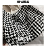 Weiyinxing Totes Bag for Women 2023 Girls Designer Handbag Shopper Casual Vintage Houndstooth Large Capacity Reusable Shoulder Bag