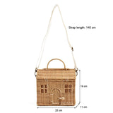 weiyinxing House Shape Rattan Women Handbags Wicker Woven Shoulder Crossbody Bags Funny Summer Beach Straw Bag Handmade Travel Bag