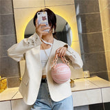 Weiyinxing women pu leather basketball bag 2023 new ball purses for teenagers circular shoulder bags female crossbody chain bag
