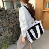 Weiyinxing Design Women Shoulder Bags Lamb Wool Stitching Leather Ladies Large Casual Tote Bag Winter Fashion Female Daily Handbags