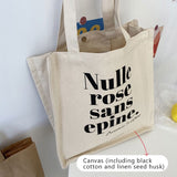 Weiyinxing Student Canvas Shoulder Bag Ladies Letter Printing Simple Female Handbag Girls Casual Large Capacity Reusable Shopping Bag