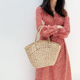 weiyinxing rattan women handbags wicker woven lady shoulder bags summer beach straw bag large capacity tote dot big baskets purses