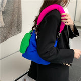 Weiyinxing Blue Space Padded Women Shoulder Bags Fashion Design Ladies Small Purse Handbags Color Contrast Nylon Female Crossbody Bag