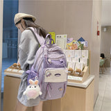 Weiyinxing Solid Color Nylon Women Backpack College Style Large Capacity Travel Rucksack School Bags for Teenage Girl Boys