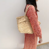 weiyinxing rattan women handbags wicker woven lady shoulder bags summer beach straw bag large capacity tote dot big baskets purses