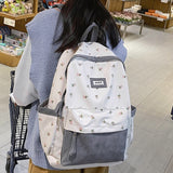 Weiyinxing Lady Kawaii Pattern Nylon Bag Trendy Female Laptop Cute Flannel Backpack Travel Women Student Backpack Girl College Bags