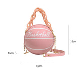 Weiyinxing women pu leather basketball bag 2023 new ball purses for teenagers circular shoulder bags female crossbody chain bag