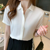 Weiyinxing Blouse Women Tops Short Sleeve Turn Down Collar Chiffon Blouse Shirt Blusas Mujer De Moda 2023 Shirts Blouses Femme E956