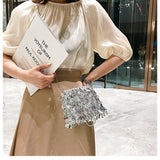 Weiyinxing Sequin Rhinestone Tassel Women Small Crossbody Bags Handmade Beaded Ladies Party Evening Clutch Purse Fashion Handbags