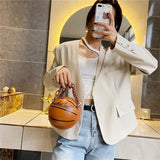 Weiyinxing women pu leather basketball bag 2023 new ball purses for teenagers circular shoulder bags female crossbody chain bag