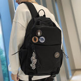 Weiyinxing Women Men Nylon Badge College Backpack Fashion Lady Male Travel Bag Girl Boy Drawstring Backpack Female Laptop Student Bags