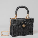 weiyinxing Rattan Box Straw Bags Wicker Woven Women Handbags Handmade Shoulder Crossbody Bags Summer Beach Small Purses Famade Bag