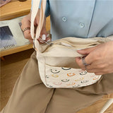 Weiyinxing Fashion Women Cross Body Bag Classic Cute Ladies Shopping Shoulder Bags Casual Sweet Girls Simple Mini Canvas Smiley