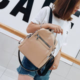 weiyinxing Women's Pu Leather Backpack Female Solid Color Small Double Shoulder Bags Mochila Backbag Schoolbag for Teenger Girls