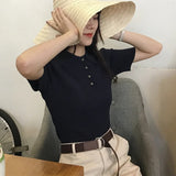 Weiyinxing Summer Tshirts Women Turn Down Collar Short Sleeve Striped Shirts Casual Vintage Tops Buttons Harajuku Korean Slim W330