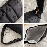 Weiyinxing Lattice Pattern Shoulder Bags Space Cotton Handbag Women Small Fluffy Tote Pack Feather Padded Ladies Quilted Underarm Bag