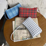 Weiyinxing Shoulder Underarm Bags for Women Fashion Ladies Simple Plaid Purse Handbags Retro Girls Messenger Bag Sac A Main Femme