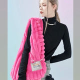 Weiyinxing Plush Women Messenger Bag Vintage Ladies Shoulder Crossbody Bags Large Capacity Students Girls Furry Tote Purse Handbags
