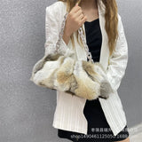 Weiyinxing Winter Real Rabbit Fur Mink fur Bag Women's Handbag Luxury Chain Messenger Shoulder Female Tote Bag Evening Party Clutch