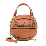 Weiyinxing women pu leather basketball bag 2023 new ball purses for teenagers circular shoulder bags female crossbody chain bag