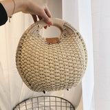 weiyinxing Shell Round Wicker Woven Women Handbags Designer Rattan Lady Shoulder Crossbody Bags Casual Summer Beach Straw Bag Purse