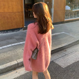 Weiyinxing Oversized Sweater Women O-Neck Long Sleeve Casual Mink Cashmere Jumpers Loose Soft Thicken Pullovers Elegant Office M661