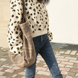 Weiyinxing Korean Fashion Handbag Simple Large Capacity Handbags Wool Totes Plaid Shoulder Bag Female Vintage Wild Bags