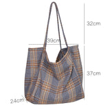 Weiyinxing Korean Fashion Handbag Simple Large Capacity Handbags Wool Totes Plaid Shoulder Bag Female Vintage Wild Bags