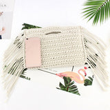 weiyinxing Hand Held Handmade Women Straw Bags Cotton Rope Woven Hand Bag Woven Fringe Bag Women's Handbag Lady Summer Beach Purses