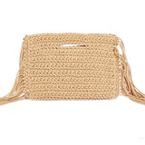 weiyinxing Hand Held Handmade Women Straw Bags Cotton Rope Woven Hand Bag Woven Fringe Bag Women's Handbag Lady Summer Beach Purses