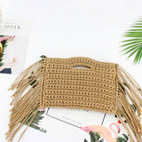 weiyinxing Hand Held Handmade Women Straw Bags Cotton Rope Woven Hand Bag Woven Fringe Bag Women's Handbag Lady Summer Beach Purses