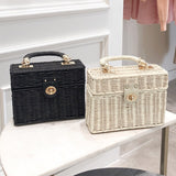 weiyinxing Rattan Box Straw Bags Wicker Woven Women Handbags Handmade Shoulder Crossbody Bags Summer Beach Small Purses Famade Bag