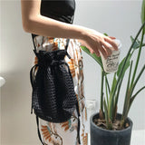 Weiyinxing New Mesh Hollow Out Package Messenger Bags Korean Version of Canvas Totes Shoulder Bucket Shopping Bag