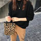 Weiyinxing Leopard Pattern Women Small Shoulder Bag Fashion Plush Ladies Purse Handbags Portable Female Daily Messenger Bags