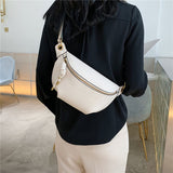 Weiyinxing Women Waist Packs White Purse Leather Fanny Letter Belt Bags Shoulder Messenger Female Wallet Fashion Chest Crossbody Bag Pouch