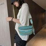 Weiyinxing Gold Chain Design PU Leather Crossbody Bags For Women 2023 New White Shoulder Messenger Handbags Small Chest Bag Travel