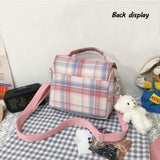 Weiyinxing Mini Crossbody Bag for Women 2023 Designer Handbag Girls Japanese Jk Style Color Contrast Plaid Stripe Handbag Shoulder Bag
