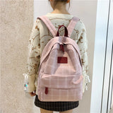 Weiyinxing Girl College School Bag Casual New Simple Women Backpack Striped Book Packbags for Teenage Travel Shoulder Bag Rucksack