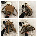 weiyinxing Woman Backpack Pu Leather Leopard Small Backpack Bags for Teenagers Girls 2023 Simple New Designer Hand Shoulder Bags