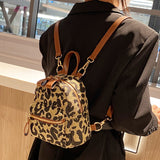 weiyinxing Women Mini Backpack High Quality Leopard Nylon Shoulder Bag Small Backpack School Bags for Teenage Girls Travel Rucksack