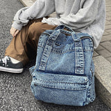 weiyinxing New Denim Women Backpack Retro Travel Bagpack Large Capacity Backbag College Student School Bags for Teenager Girls Rugtas