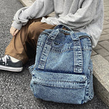 Weiyinxing New Denim Women Backpack Retro Travel Bagpack Large Capacity Backbag College Student School Bags for Teenager Girls Rugtas