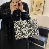 Weiyinxing Tote Bag Large Capacity Ladies Luxury Designer Handbags For Women PU Leather Striped Square Vintage Top Handle Shopper Bag