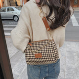 Weiyinxing Vintage Houndstooth Bucket Bags New Wild Woolen Cloth Handbag Women Shoulder Crossbody Bag Tote Women's Handbags Purses