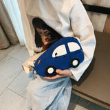 Weiyinxing Fashion Children's Coin Purse Corduroy Zipper Cartoon Car Messenger Bag Boys Cute Mini Wallet Kids Accessory Bag for Girls