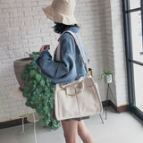 Weiyinxing Women's Tote Bag Casual Canvas Large Capacity Shopping Female Crossbody Schoolbags Solid Shoulder Shopper Bags For Women Handbag